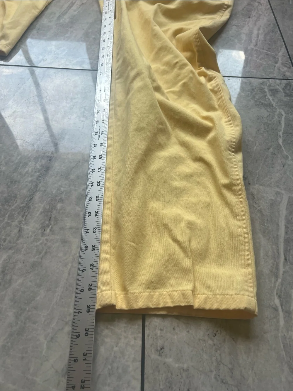 VTG Polo Ralph Lauren Yellow Pleated Chino Pants Side Tab Men 31Wx32L 100%Cotton